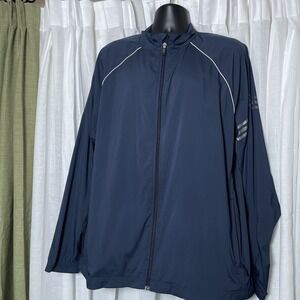 Adidas Windbreaker Jacket Men XL Blue ClimaProof Lightweight
